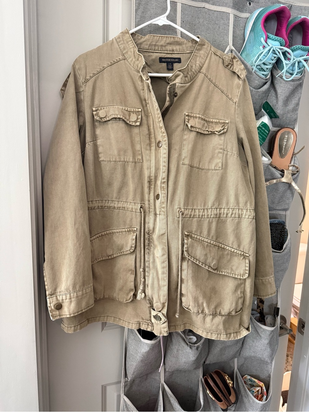 British Khaki Light Green Utility Jacket with Front Pockets